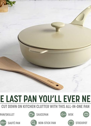 Goodful All-in-One Pan, Multilayer Nonstick, High-Performance Cast Construction, Multipurpose Design Replaces Multiple Pots and Pans, Dishwasher Safe Cookware, 11-Inch, 4.4-Quart Capacity, Linen