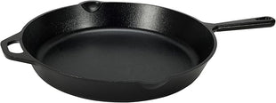 Amazon Basics Pre-Seasoned Cast Iron Skillet, Oven Safe, Even Heating, Heavy-Duty & Large, 15-Inch, Black