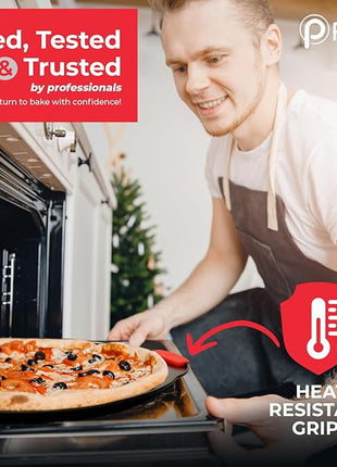 PERLLI Non-Stick 10-Piece Baking Pan Set, BPA-Free Carbon Steel Bakeware Set with Silicone Handles, Stackable Kitchen Oven Set, Cookie Sheet, Baking Tray, Baking Sheet Set, Oven Safe (446°F)