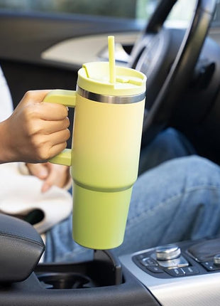 BJPKPK 40 oz Tumbler With Handle Insulated Tumblers With Lid And Straw Stainless Steel Thermal Cup,Black