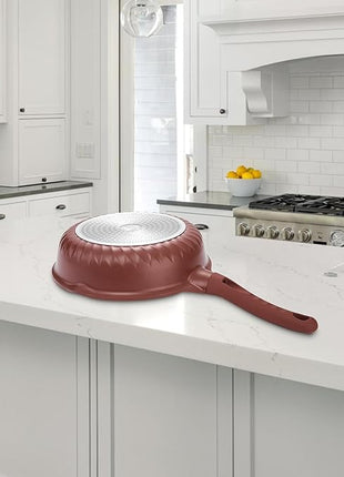 Vinchef Nonstick Toxin-Free Ceramic Cookware Deep Frying Pan Saute Pan with Lid, 12in/5.5Qt Fry Pan, German 3C+ Ceramic Coating Technology, Heat Indicator, Induction Compatible