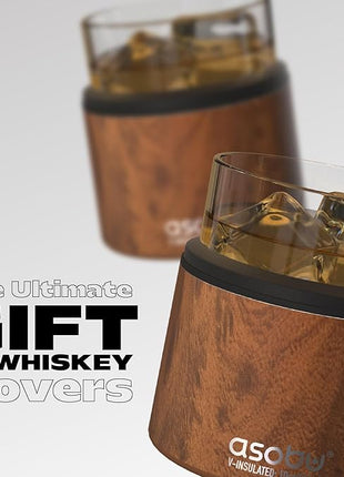 asobu Whiskey Sleeve Glass – Insulated Bourbon Tumbler with Premium Rocks Glass, BPA-Free, Double-Wall Stainless Steel, Keeps Drinks Cold Longer, 10.5oz