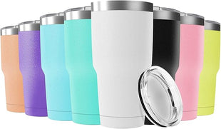 30oz Stainless Steel Travel Mug with Lid, 8 Pack Double Wall Vacuum Insulated Bulk Tumbler, Powder Coated Coffee Cup Suitable for Vehicle Cup Holders(Assorted Colors)