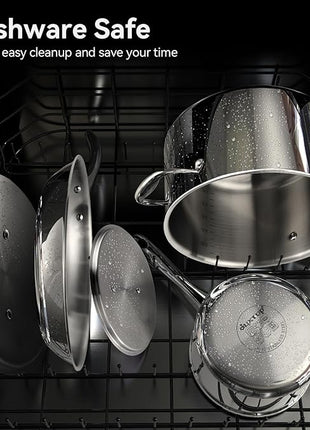 Duxtop Whole-Clad Tri-Ply Stainless Steel Induction Cookware Set, 9PC Kitchen Pots and Pans Set