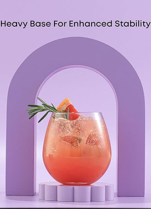 JoyJolt Spirits Stemless Wine Glasses for Red or White Wine (Set of 4)-15-Ounces