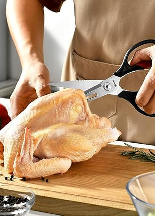Kitchen Scissors - Heavy Duty Utility Come Apart Kitchen Shears for Chicken, Meat, Food, Vegetables - 9.25 Inch Long Black & Red