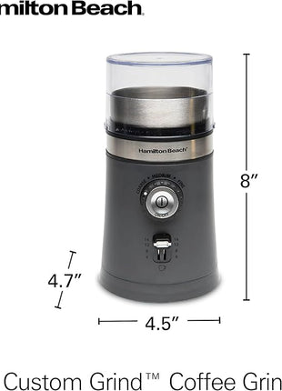 Hamilton Beach Electric Coffee Grinder for Beans, Spices and More, with Multiple Grind Settings for up to 14 Cups, Removable Stainless Steel Chamber, Grey (80396C), 10 oz