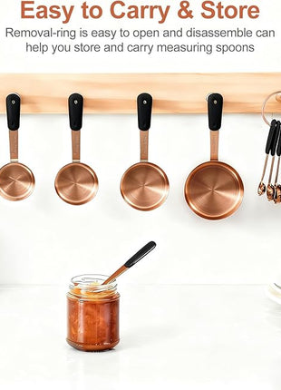 Measuring Cups and Spoons Set, Rose Gold Plated Stainless Steel 10 Piece for Cooking and Baking (5 Cups + 5 Spoons RoseGold)