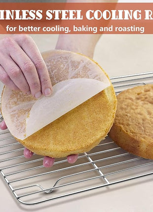 P&P CHEF Baking Cooling Rack Set for Cooking Roasting, 4-Piece Stainless Steel Wire Racks for Oven Use, Healthy & Dishwasher Safe, Rectangle, 8.6 + 9.7+ 11.6 + 15.3 Inch