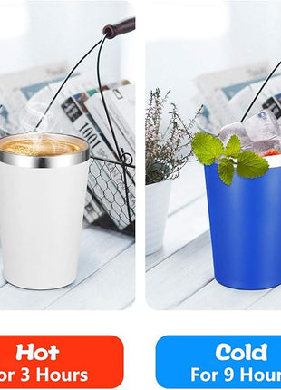 VEGOND 12oz Tumbler Stainless Steel Tumbler bulk Vacuum Insulated Double Wall Travel Tumbler with Lid and Straw Reusable Tumbler, White 1 Pack