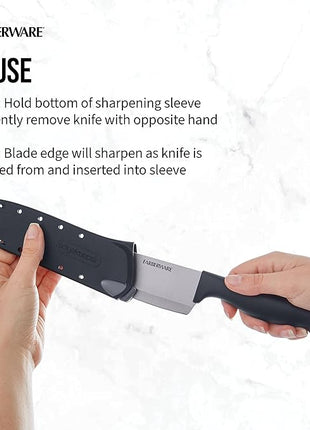 Farberware Edgekeeper 6-Inch Chef Knife with Self-Sharpening Blade Cover, High Carbon-Stainless Steel Kitchen Knife with Ergonomic Handle, Razor-Sharp Knife, Black