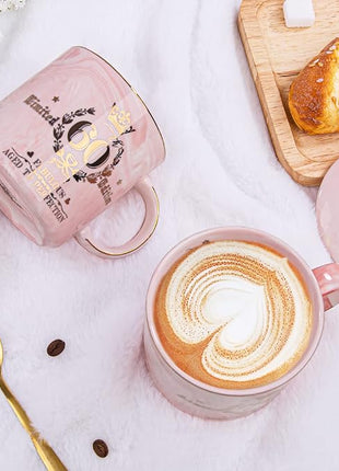 60th Birthday Gifts for Women - Fabulous 1965 Aged to Perfection Happy Birthday Mug - Limited Edition 60th Pink Coffee Mug Printed with Gold, Gift Idea for Turning 60 Years Old Women, Gift Boxed