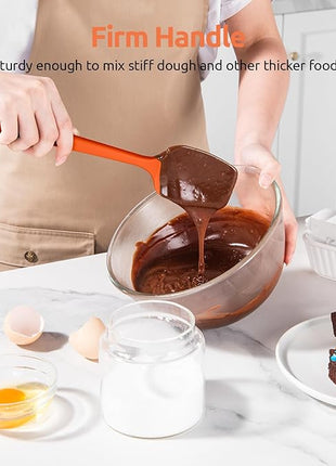 U-Taste Silicone Spoon Spatula Set, 600ºF High Heat Resistant Food Grade Flexible Rubber Scraper, Integrated Cooking Mixing Baking Kitchen Utensils Set of 3 for Nonstick Cookware (Orange)