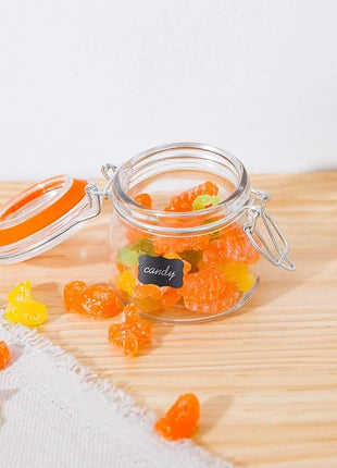 Encheng Small Glass Jars With Airtight Lids, Glass Spice Jars 5 oz,Maosn Jars With Leak Proof Rubber Gasket 150ml,Glass Storage Containers With Hinged Lid,Mini Kitchen Canisters 24 Pack