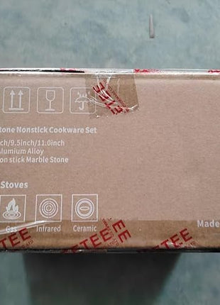 JEETEE Nonstick Frying Pans Set, Nonstick Omelette Skillet Set 3 Pcs, 8" 9.5" 11" Granite Non-Stick Frying pan with Bakelite Handle, Compatible with All Stovetops (Gas, Electric & Induction), Grey