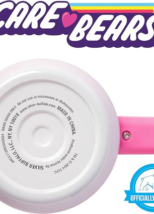 Silver Buffalo Care Bears Watercolor Heart Ombre Stainless Steel Tumbler with Handle and Straw, Fits in Standard Cup Holder, 40 Ounces