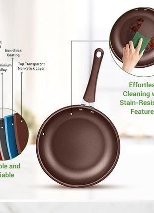 NutriChef 14-Piece Nonstick Brown Cookware Set - Scratch-Resistant Kitchen Pots and Pans with Lids & Utensils, For All Cooktops - NCCW14SBR