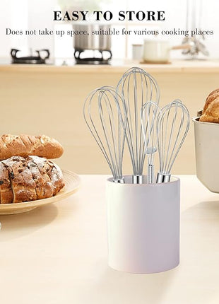 NileHome Stainless Steel Whisk Set 8" 10" 12" Kitchen Whisk Kitchen Wisk Wire Whisks for Cooking, Whisking, Blending, Beating, Stirring-4 Pack