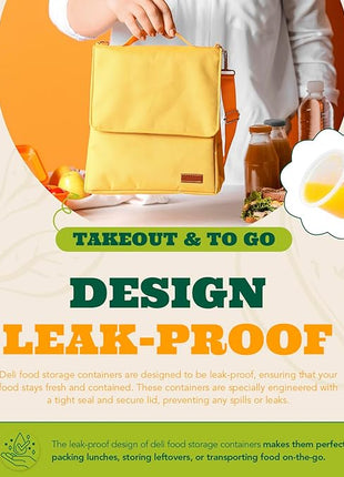 Glotoch 48 Pack (Mixed) 8 oz. and 16 oz. Plastic Containers with Lids, Leak Proof Deli Containers, Meal Prep Soup Containers, BPA Free, Reusable, Freezer Dishwasher Microwave Safe, Mixed sizes