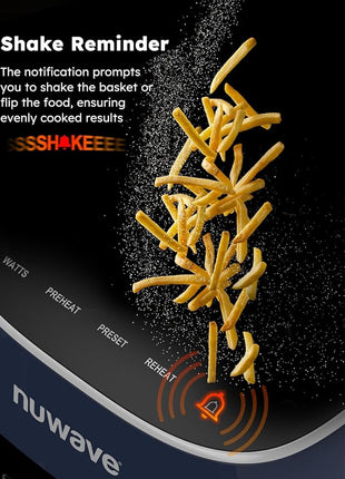 Nuwave Brio Plus 8 Qt Air Fryer, PFAS Free, New & Improved, Digital Touch Screen, Cool White Display, 50°F~400°F in Precise 5°, 5 Cook Functions, 100 Presets & 50 Memory, 3 Wattages 700, 1500, 1800