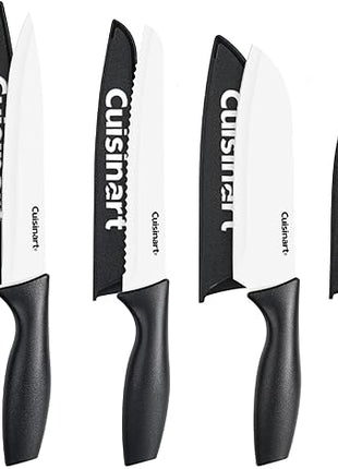 Cuisinart Knife Set, 12pc Ceramic Coated Knife Set with 6 Blades & 6 Blade Guards, Lightweight, Stainless Steel, Durable & Dishwasher Safe (Black/White)