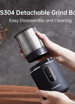 DmofwHi Cordless Coffee Grinder Electric, USB Rechargeable Coffee Bean Grinder with 304 Stainless Steel Blade and Removable Bowl-Black