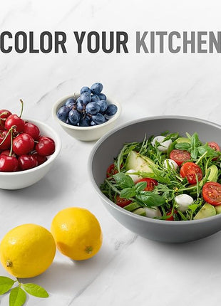 Zulay Kitchen 12 Piece Plastic Nesting Mixing Bowls with Lids - Colorful Microwave & Freezer Safe Gray Ombre Set