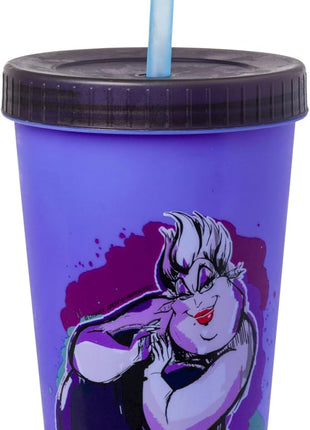 Silver Buffalo Disney Villains 4 pack Color Change Plastic Tumbler Featuring The Evil Queen, Cruella De Vil, Ursula, and Maleficent, 24 Ounces