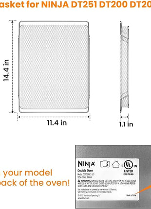 for Ninja Foodi Replacement Air Fryer Oven Basket, Original Replacement Baking Trays for Ninja DT201/DT251 Foodi Digital Air Fryer Oven,Stainless Steel Air Fryer Accessories for Ninja Foodi