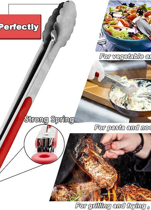 Anaeat Premium Sturdy Barbecue Tongs for Kitchen Grill & BBQ - 7,9,12 Inch Non-Slip Stainless Steel Locking Tongs Heat Resistant for Grilling, Cooking, Turning and Barbecue