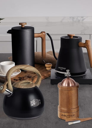 POLIVIAR Tea Kettle, 2.7 Quart Stovetop Tea Kettle, Audible Whistling Teapot, Food Grade Stainless Steel for Anti-Rust, Anti Hot Handle, Suitable for All Heat Sources (JX2022-MH30)