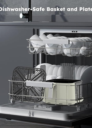 Nuwave Brio Plus 8 Qt Air Fryer, PFAS Free, New & Improved, Digital Touch Screen, Cool White Display, 50°F~400°F in Precise 5°, 5 Cook Functions, 100 Presets & 50 Memory, 3 Wattages 700, 1500, 1800