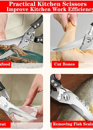 ANDONG Heavy Duty Kitchen Scissors, Professional Poultry Shears, Cooking Utensils, Black