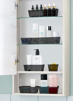 WOWBOX 25 PCS Plastic Drawer Organizer Set, Desk Drawer Divider Organizers and Storage Bins for Makeup, Jewelry, Gadgets for Kitchen, Bedroom, Bathroom, Office, Black