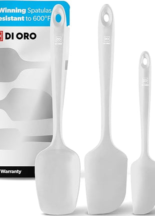 DI ORO Silicone Spatula Set - Rubber Kitchen Spatulas for Baking, Cooking, & Mixing - 600°F Heat-Resistant & BPA Free Silicone Scraper Spatulas for Nonstick Cookware - Dishwasher Safe (3pc, Stone)