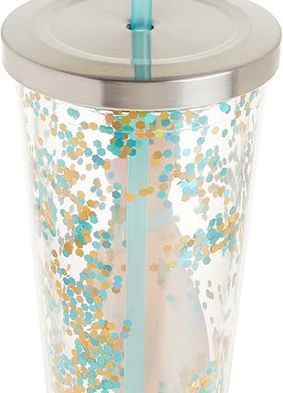 Spoontiques - Glitter Filled Acrylic Tumbler - Glitter Cup with Straw - 20 oz - Stainless Steel Locking Lid with Straw - Double Wall Insulated - BPA Free - Scooby Doo