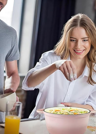 Dutch Oven,Cast Iron Dutch Ovens,Dutch Oven Pot with Lid,3 QT Enamel Dutch Pot,Dutch Ovens with Dual Handles,Cast Iron Pot for Braiser,Cooking,Gifts for Family,Pink