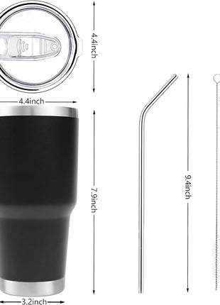 Toopify 30 oz Stainless Steel Insulated Tumbler Travel Mug with Straw Slider Lid, Cleaning Brush, Double Wall Vacuum