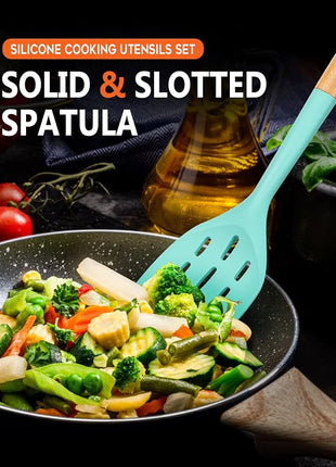 Pack of 2 Silicone Spatula, Non Stick Cooking Utensil Set Stainless Steel Handle Kitchen Turner for Baking Mixing Grilling Serving Food Heat Resistant Non Scratch Hooks Included (Green)