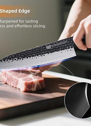 FINDKING Dynasty Series Japanese Chef Knife, Professional Kitchen Knife, 9Cr18MoV High Carbon Steel Blade, African Rosewood Octagonal Handle, Sharp, for Meat Cutting, 8 Inches