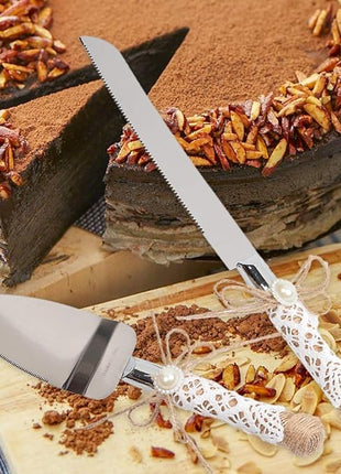 Rustic Wedding Cake Serving Set Wedding Cake Knife and Server Set Pizza Pie Server Set for Anniversaries Birthdays Christmas Parties