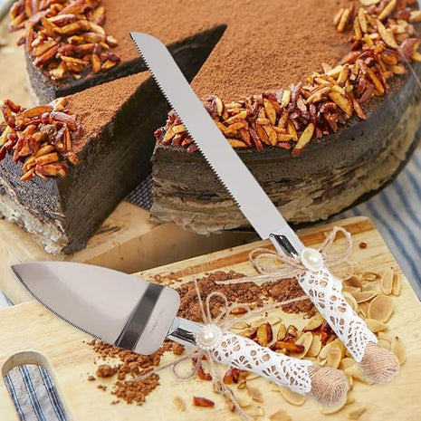 Rustic Wedding Cake Serving Set Wedding Cake Knife and Server Set Pizza Pie Server Set for Anniversaries Birthdays Christmas Parties