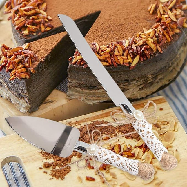Rustic Wedding Cake Serving Set Wedding Cake Knife and Server Set Pizza Pie Server Set for Anniversaries Birthdays Christmas Parties