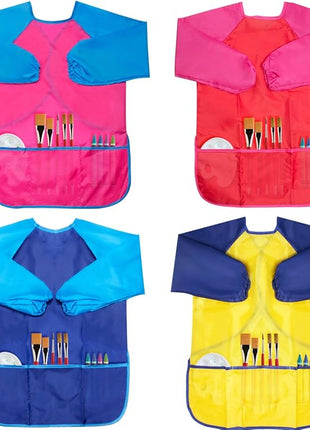 CUBACO Kids Painting Apron, 2pcs Waterproof Art Smocks For Child 3-8 Years, Kids Smocks for Painting Aprons with Long Sleeve