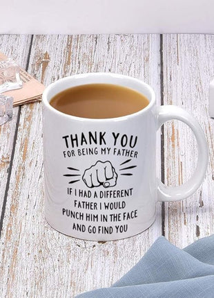 DQG CVT Best Dad Mug - Thank You for Being My Father Funny Coffee Mug - Fathers Day For Dad Husband - Unique Birthday Christmas Ideas For Him From Daughter, Son, Wife - Novelty Cup 11oz