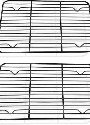 P&P CHEF Cooling Baking Rack Pack of 2, Stainless Steel Cooling Racks for Cooking Baking Roasting Grilling Drying, Dense Wires & Smooth Edge, Easy to clean, Black, 9.7" x 7.3"