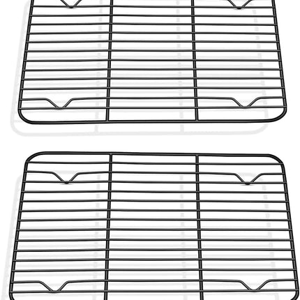 P&P CHEF Cooling Baking Rack Pack of 2, Stainless Steel Cooling Racks for Cooking Baking Roasting Grilling Drying, Dense Wires & Smooth Edge, Easy to clean, Black, 9.7" x 7.3"