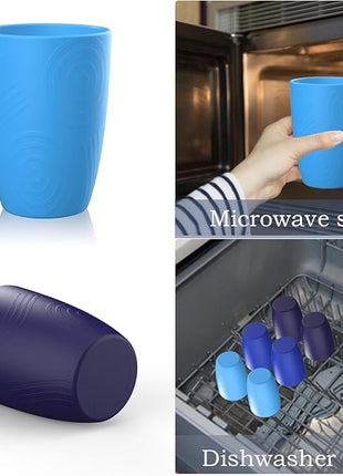 Homienly Glasses Drinking Set Premium Wheat Straw Cups Set of 6 Alternative to Plastic Cups Unbreakable Water Tumblers Reusable Cups for Kitchen Dishwasher Safe Water Glasses(12 OZ Blue Sky)