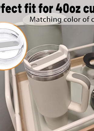 40 OZ Tumbler Lid Replacement Fit for Stanley Cup, 2 Pack Clear Replacement Lids Fit for Stanley Travel Tumbler, Spill Proof Tumbler Covers for Stanley Cup Accessories (Clear - Frost)