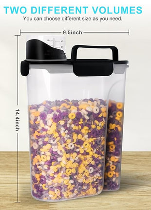 Rice Airtight Dry Food Storage Containers 10Lbs, BPA Free Plastic Storage Bin Dispenser with Pourable Spout, Portable Handle, Kitchen Pantry Organization for Cereal, Flour and Beans Dark Grey